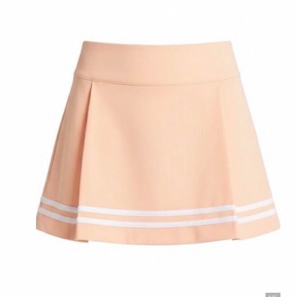 Calia Golf Womens Side Zip Skort Peach White Stripe Pleated Size 8 NWT